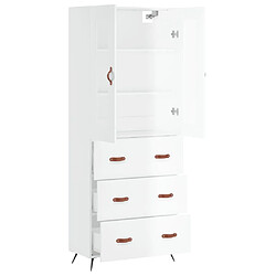 Avis vidaXL Buffet haut Blanc brillant 69,5x34x180 cm Bois d'ingénierie