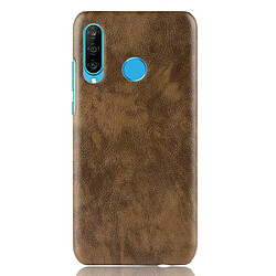 Wewoo Coque PC + PU antichoc Litchi Texture pour Huawei nova 4e marron