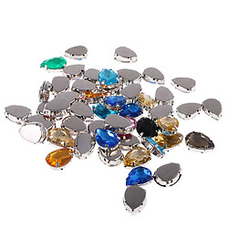 Avis 50pcs 13 * 18mm Goutte D'eau Acrylique Rhinestone Bouton Multicolore Pour Diy Artisanat