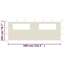 Acheter vidaXL Paroi latérale de belvédère avec fenêtres 6x2 m Crème