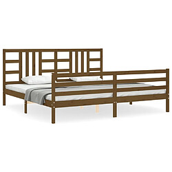 Maison Chic Lit adulte - Cadre Structure de lit avec tête de lit Contemporain marron miel 200x200cm bois massif -MN69198