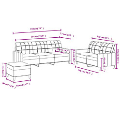 vidaXL Ensemble de canapés 3 pcs avec coussins Jaune clair Tissu pas cher