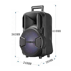 Universal Chariot portable sans fil 8 pouces Haut-parleur Bluetooth avec USB Compatible haute puissance Haut-parleur stéréo DJ d'intérieur et d'extérieur Subwoofer | Haut-parleur d'extérieur (noir)