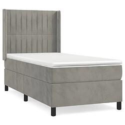 vidaXL Sommier à lattes de lit et matelas Gris clair 90x190 cm Velours