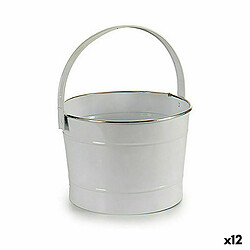 Ibergarden Cache-pot Seau Blanc Argenté Zinc 25 x 29,5 x 27 cm (12 Unités)