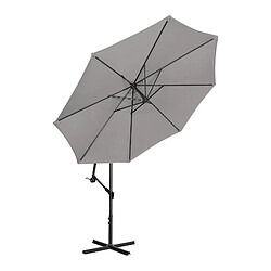 Helloshop26 Parasol déporté rond diamètre 300 cm inclinable gris foncé 14_0007587