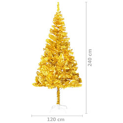 vidaXL Arbre de Noël artificiel pré-éclairé et boules doré 240 cm PET pas cher