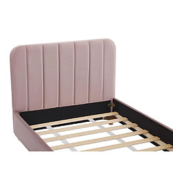 Vente-Unique Lit 90 x 190 cm - Velours avec coutures verticales - Rose + Matelas - ROGADI pas cher