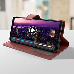 Acheter Avizar Housse Sony Xperia 1 Étui Folio Portefeuille Fonction Support Vidéo - marron