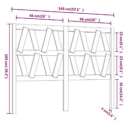 vidaXL Tête de lit Noir 146x4x100 cm Bois massif de pin pas cher