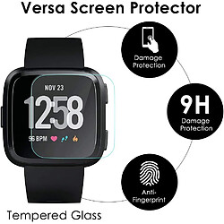 Lot de 4 films de protection d'écran compatibles avec Fitbit Versa et Versa Lite (pas pour Versa 2), protection d'écran en verre trempé étanche pour Versa Smart Watch résistant aux rayures anti-bulles