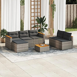 Maison Chic Ensemble de 5 Tables et chaises d'extérieur avec coussins,Salon de jardin gris résine tressée acacia -GKD518616