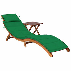 Maison Chic Chaise longue de jardin avec table et coussin | Bain de soleil Relax | Transat Bois d'acacia -GKD82010