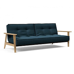 Inside 75 INNOVATION LIVING Canapé lit design SPLITBACK FREJ convertible 115*210 cm accoudoirs bois tissu Argus Navy Blue