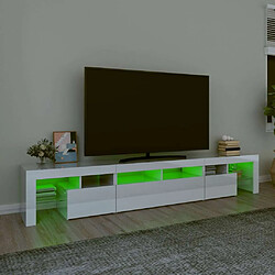 Acheter Maison Chic Meuble TV avec lumières LED, Banc TV pour salon, Meuble de rangement Blanc brillant 230x36,5x40 cm -GKD59831