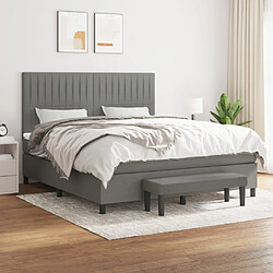 Maison Chic Lit Adulte - Lit simple Lit à sommier tapissier avec matelas moelleux - Meuble de Chambre - Gris foncé 180x200cm Tissu -MN24322