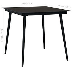 Acheter vidaXL Table à dîner de jardin Noir 80x80x74 cm Acier et verre