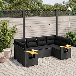 Maison Chic Salon de jardin 6 pcs avec coussins | Ensemble de Table et chaises | Mobilier d'Extérieur noir résine tressée -GKD32190