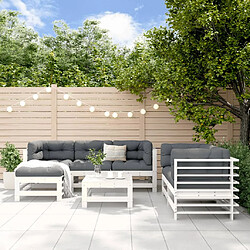 vidaXL Salon de jardin 7 pcs Blanc Bois de pin massif