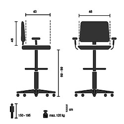 Acheter Siège technique / Tabouret technique TOP WORK 108 W Tissu maille/Tissu gris hjh OFFICE