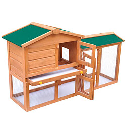 Helloshop26 Clapier large d'extérieur 140 x 46 x 85 cm pour petits animaux de compagnie bois 02_0000622