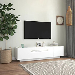 Avis vidaXL Meuble TV avec lumières LED blanc 160x35x40 cm