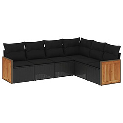 vidaXL Salon de jardin 6 pcs avec coussins noir résine tressée