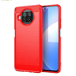 Mofi Coque en TPU fibre de carbone brossée souple rouge pour Xiaomi Mi 10T Lite 5G