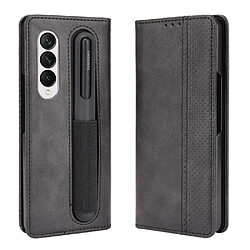 Coque en TPU + PU antichoc avec porte-stylo noir pour votre Samsung Galaxy Z Fold3 5G