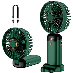 Avis Ventilateur Portatif, Mini Ventilateur Portatif USB Rechargeable, Petit Ventilateur de Poche 5 vitesses avec Lanière et Base, Batterie intégrée de 4200 mAh Ventilateur de bureau USB Pliable pour