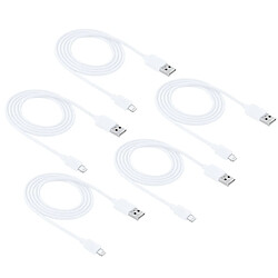 Wewoo Câble blanc pour iPhone X / 8 & 8 Plus / 7 & 7 Plus / 6 & 6s & 6 Plus & 6s Plus / iPad 5 PCS 1 m haute vitesse Lightning à USB Sync et Kit de de charge,