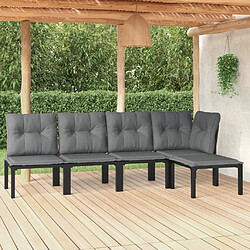 vidaXL Salon de jardin 5 pcs noir et gris résine tressée