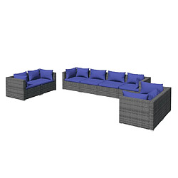 Maison Chic Salon de jardin 8 pcs + coussins - Mobilier/Meubles de jardin - Table et chaises d'extérieur Résine tressée Gris -MN82349