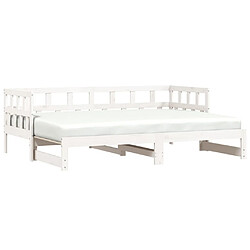 Maison Chic Lit de jour avec lit gigogne et matelas, Lit de repos Lit d'invité pour Salon Chambre,Canapé-lit blanc 90x190 cm bois de pin massif -MN28395