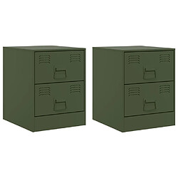 vidaXL Tables de chevet 2 pcs vert 34,5x39x44 cm acier