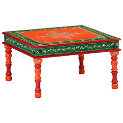 ComfortXL Table Basse Orange Bois De Manguier Massif Peint à La Main