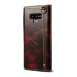 Avis Wewoo Housse Coque Pour Galaxy Note9 Denior Oil Wax Peau de vache Bouton magnétique Étui à rabat horizontal en cuir avec fentes cartes et portefeuille rouge foncé