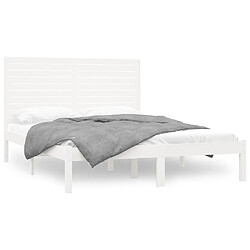 Maison Chic Lit adulte - Lit simple Cadre de lit,Structure du lit Contemporain Blanc Bois massif 120x200 cm -MN39480