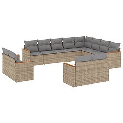 Maison Chic Salon de jardin avec coussins 12 pcs | Ensemble de Table et chaises | Mobilier d'Extérieur beige résine tressée -GKD22553