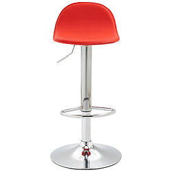 Decoshop26 Lot de 2 tabourets de bar avec repose-pieds en PVC rouge pied trompète en métal chromé 10_0004259