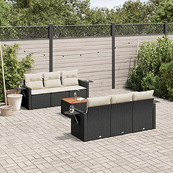 vidaXL Salon de jardin 7 pcs avec coussins noir résine tressée