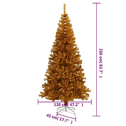 vidaXL Sapin de Noël artificiel avec support Doré 210 cm PET pas cher