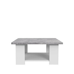 PILVI Table basse - Blanc et beton gris clair - L 67 x P 67 x H 31 cm