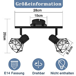 Avis NETTLIFE 2 Spots de Plafond Flamme Vintage Noir E14 Réglables à 350° Industriels Rétro pour Couloir Salon Chambre Cuisine Salle à Manger