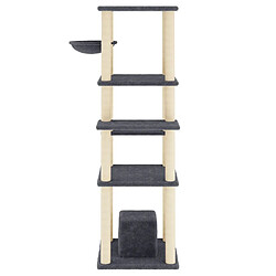 Helloshop26 Arbre à chat meuble tour grimper jouet grattage grattoir escalade plateforme avec griffoirs en sisal foncé 154 cm gris 02_0022674