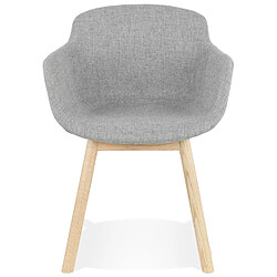 Avis Alterego Chaise avec accoudoirs 'LAMBIC' en tissu gris clair et pieds en bois naturel