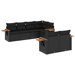 Maison Chic Salon de jardin 7 pcs avec coussins | Ensemble de Table et chaises | Mobilier d'Extérieur noir résine tressée -GKD47740