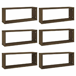 Maison Chic Lot de 6 Étagères murales,Étagère Rangement flottate cube Chêne marron 60x15x23 cm Bois -MN46632