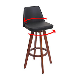 Mendler Lot de 2 tabourets de bar HWC-C43, chaise de bar tabouret de comptoir, bois similicuir pivotant ~ noir