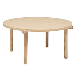 Pegane Table basse ronde en bois MDF coloris naturel - diamètre 82 x Hauteur 40 cm